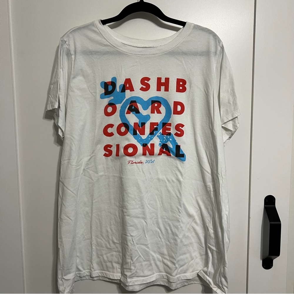 Dashboard Confessional White Tee with Red Graphic